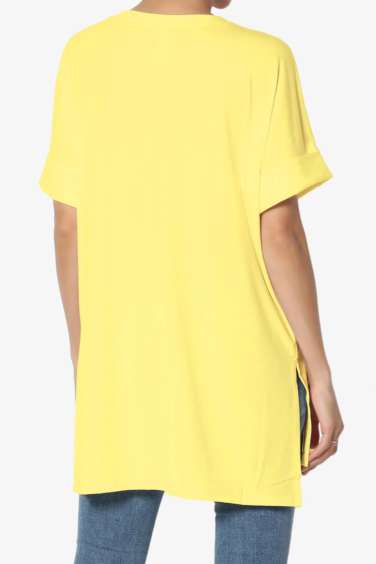 Onella Round Neck Rolled Short Sleeve Top PLUS