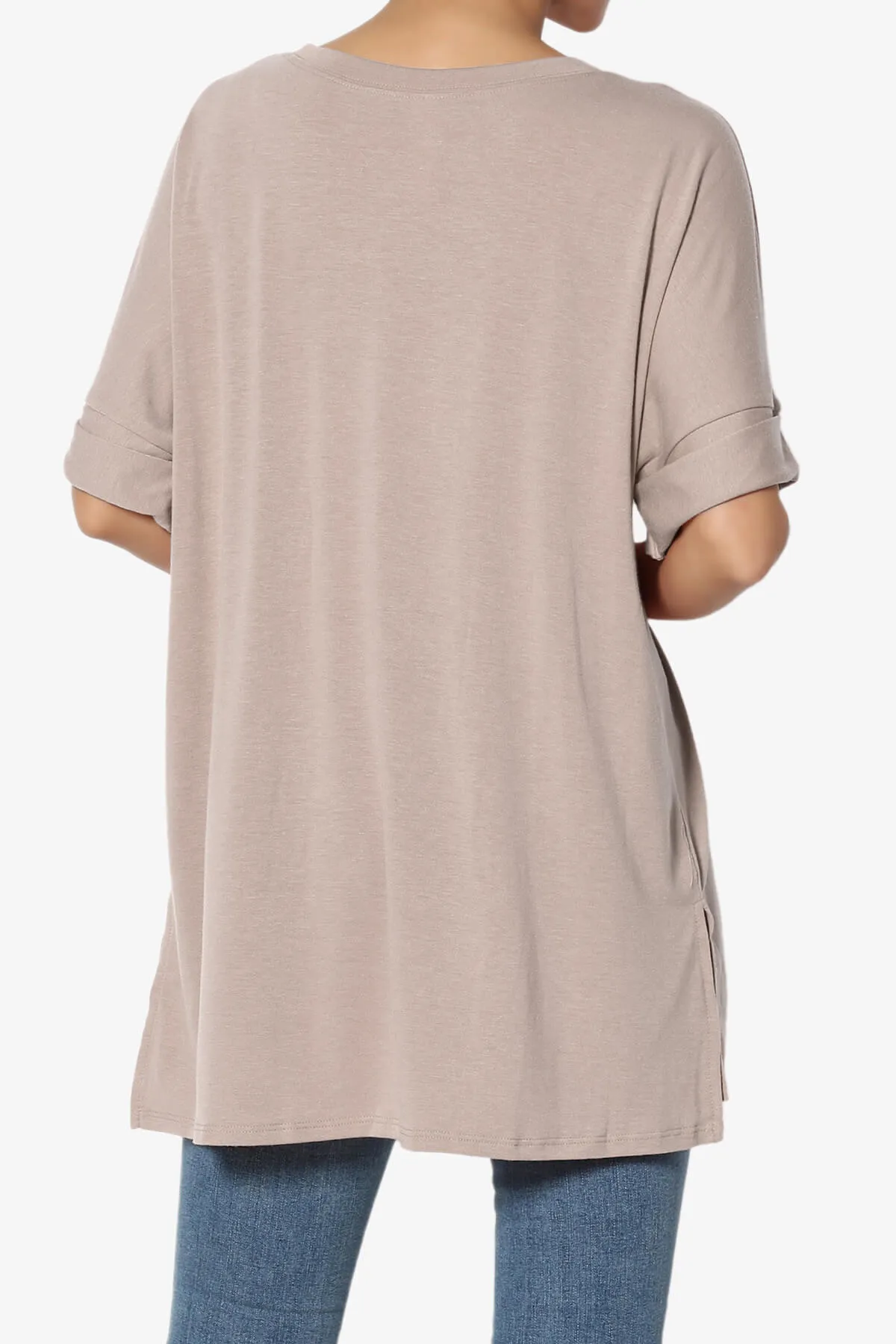 Onella Round Neck Rolled Short Sleeve Top PLUS