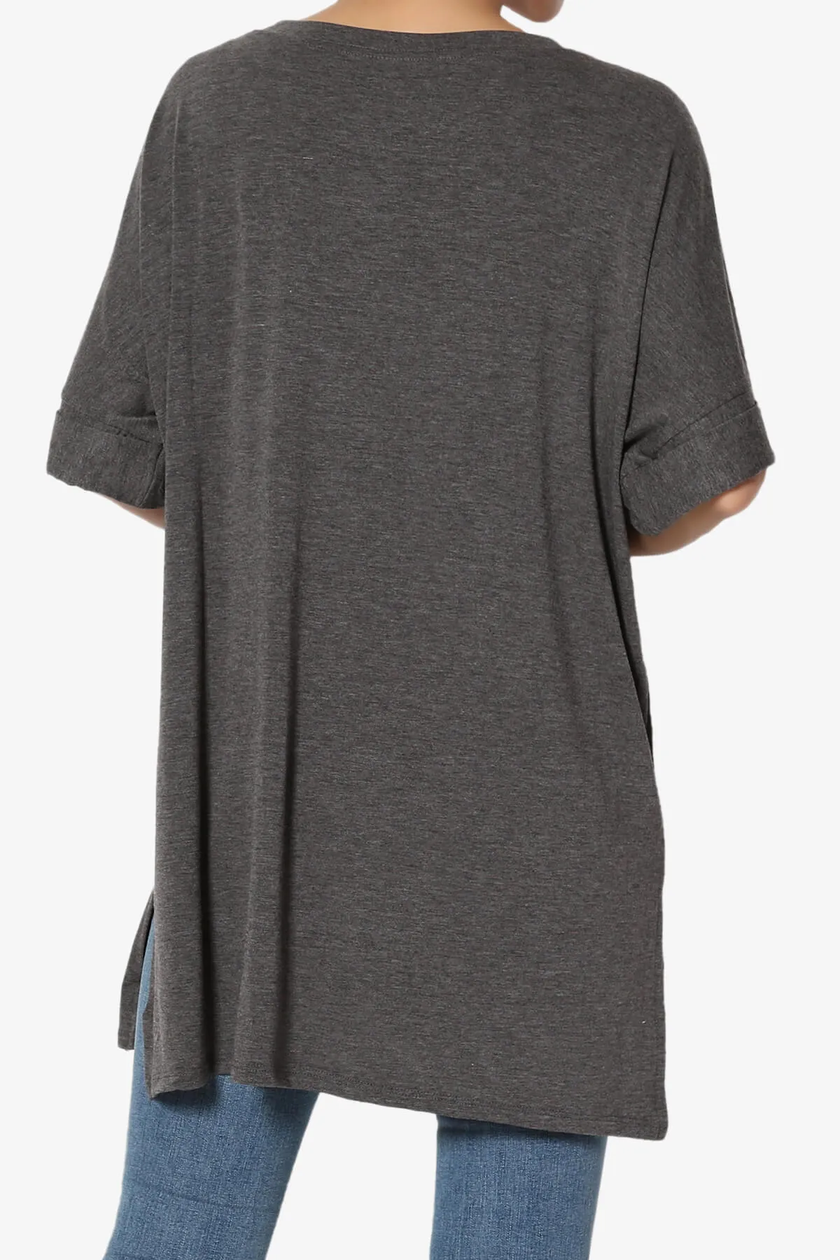 Onella Round Neck Rolled Short Sleeve Top PLUS