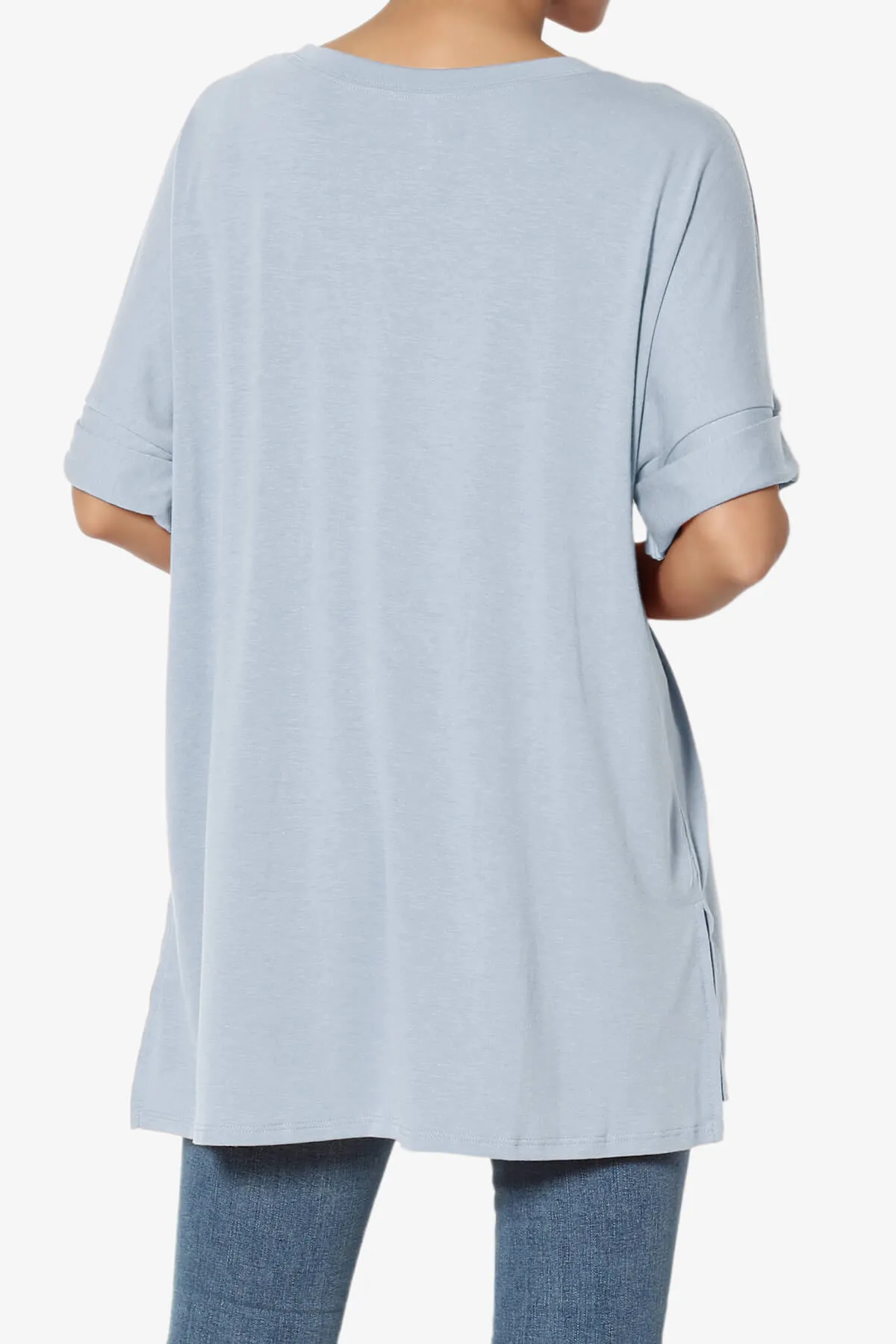 Onella Round Neck Rolled Short Sleeve Top PLUS