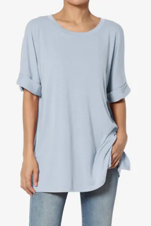 Onella Round Neck Rolled Short Sleeve Top PLUS
