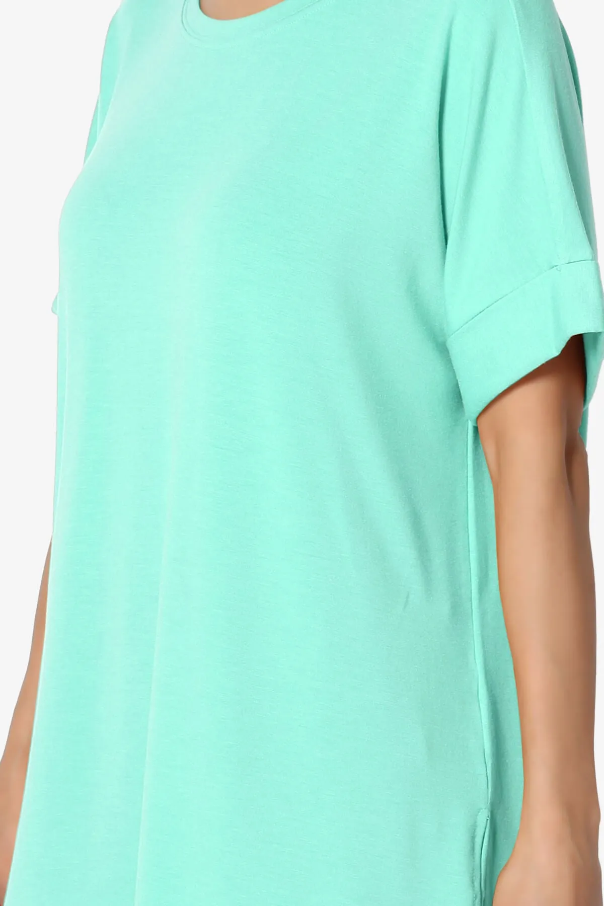 Onella Round Neck Rolled Short Sleeve Top PLUS