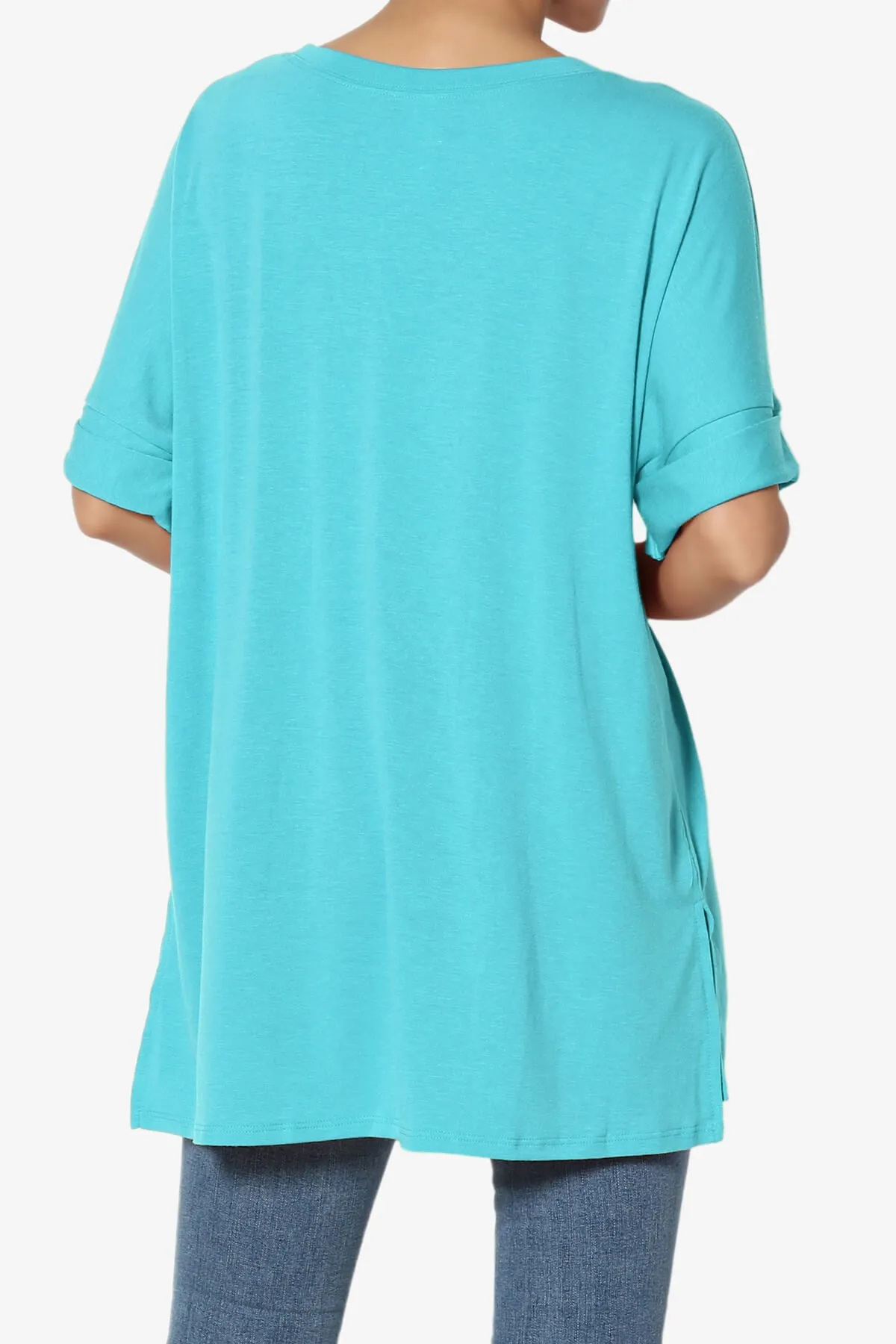 Onella Round Neck Rolled Short Sleeve Top PLUS