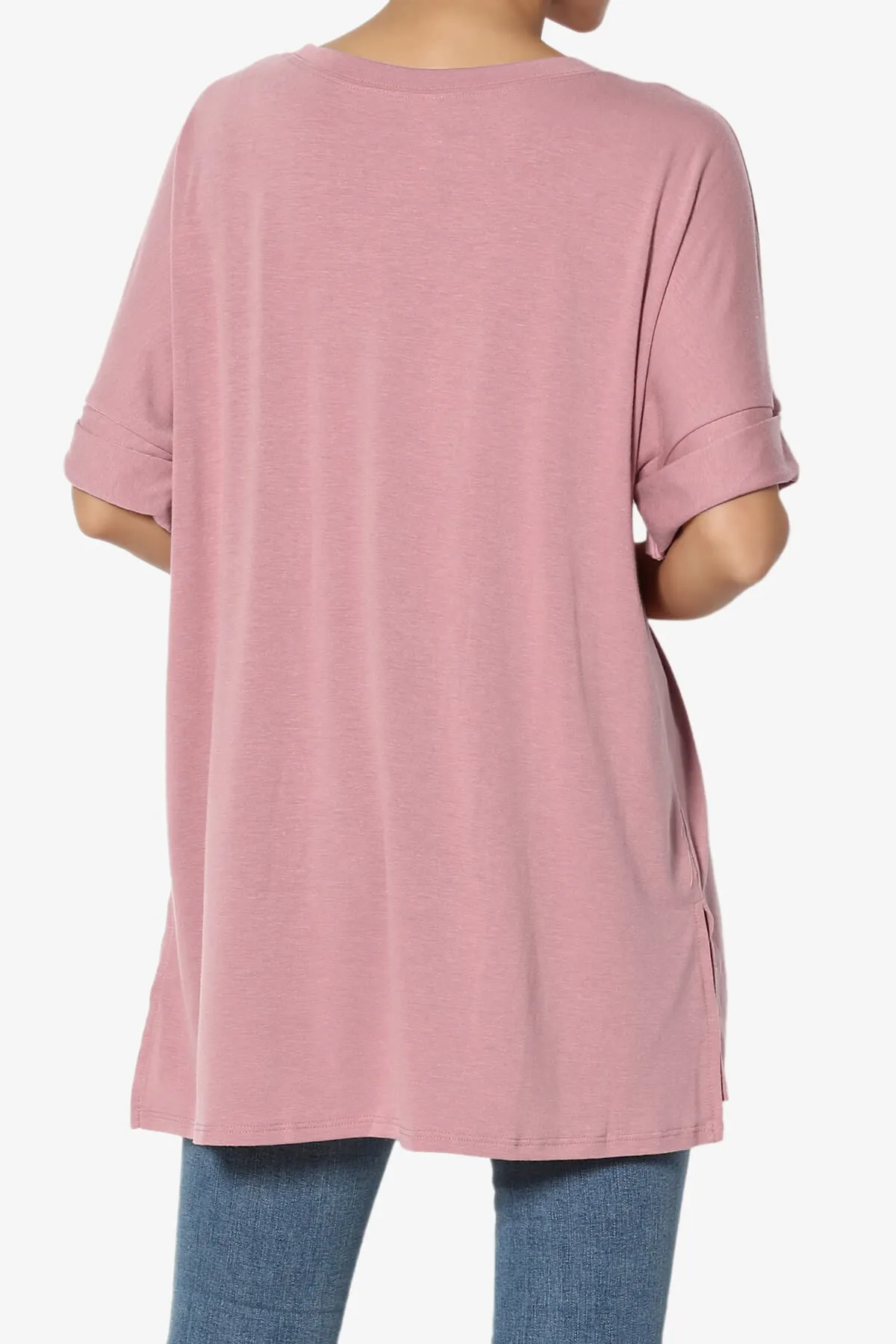Onella Round Neck Rolled Short Sleeve Top PLUS