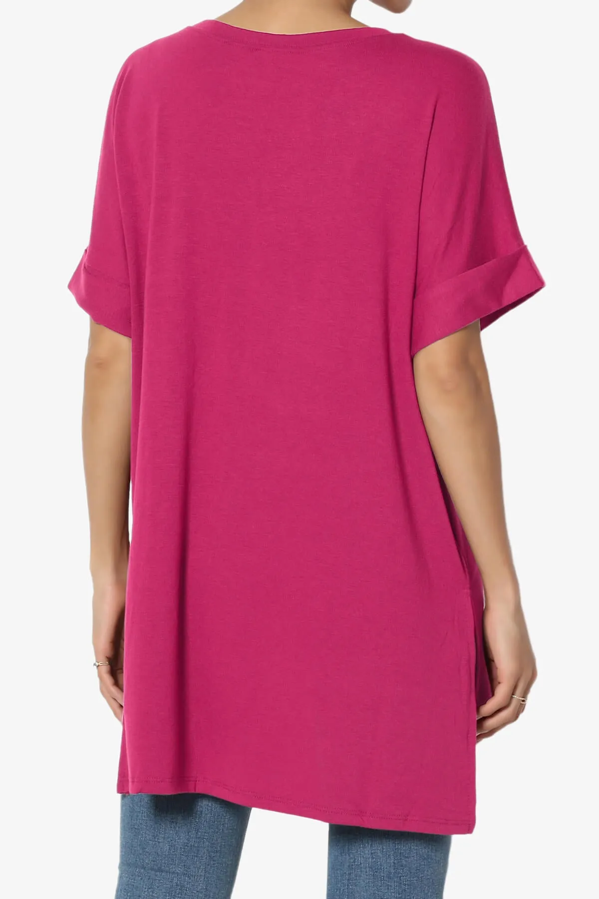Onella Round Neck Rolled Short Sleeve Top PLUS