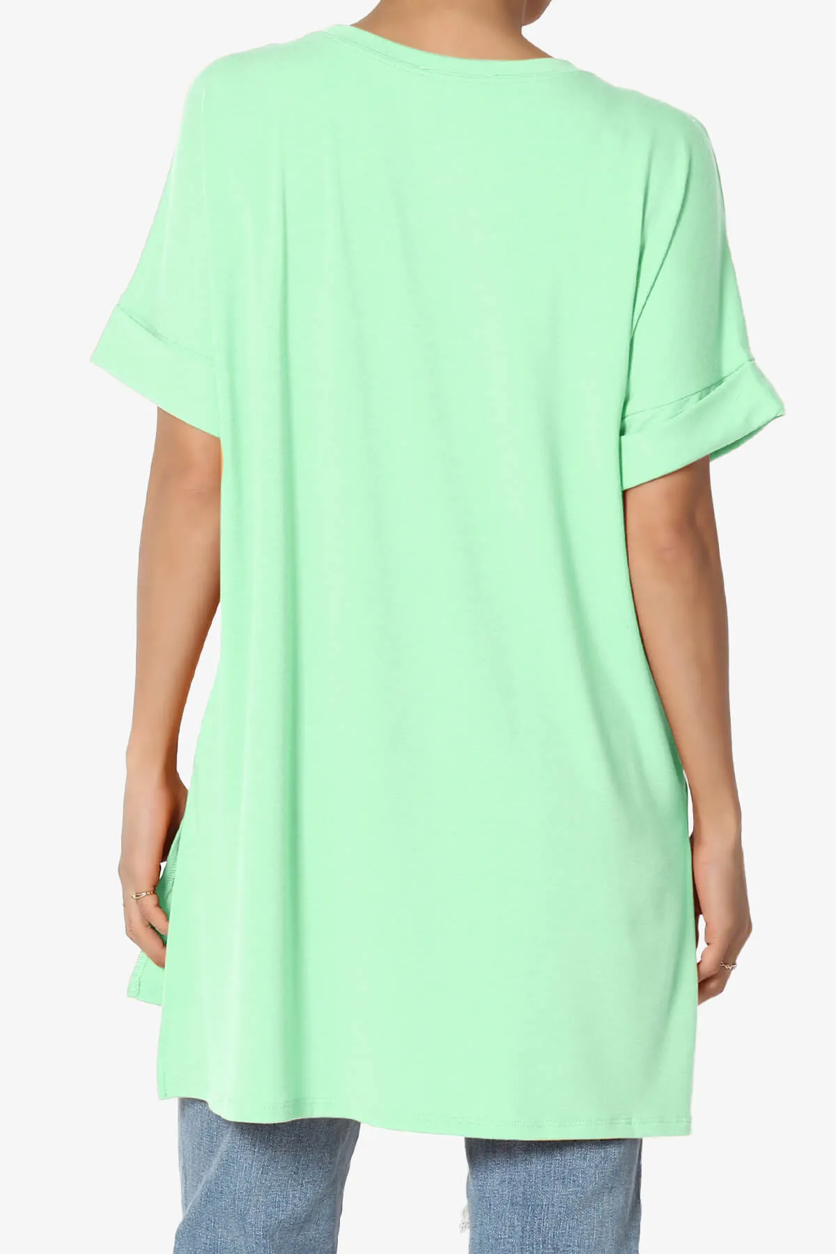 Onella Round Neck Rolled Short Sleeve Top PLUS