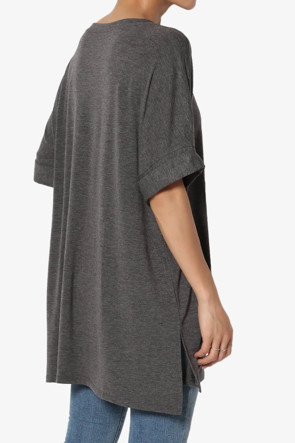Onella Round Neck Rolled Short Sleeve Top PLUS