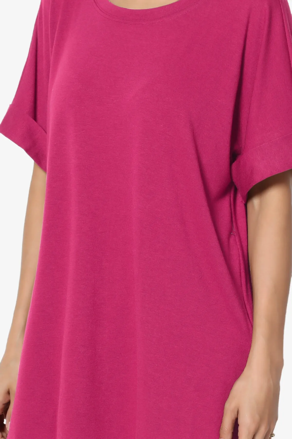 Onella Round Neck Rolled Short Sleeve Top PLUS