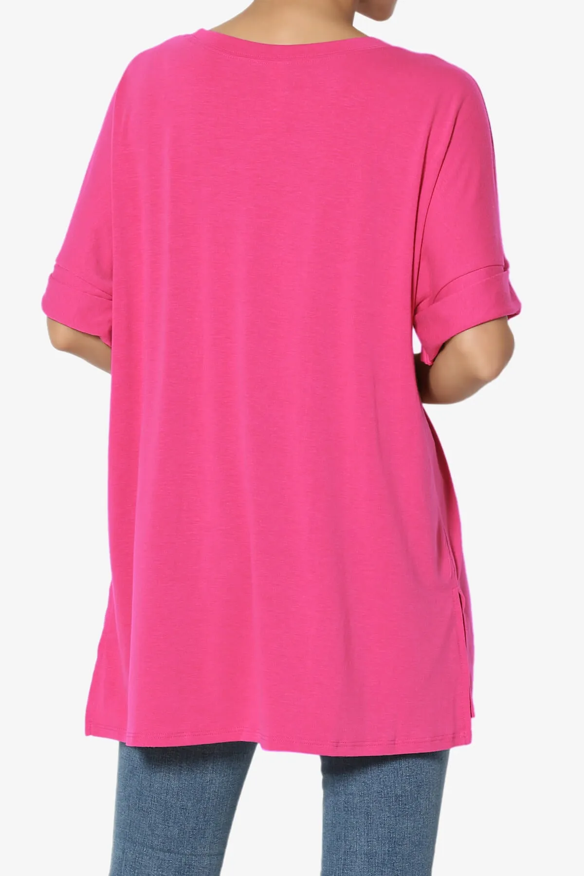 Onella Round Neck Rolled Short Sleeve Top PLUS