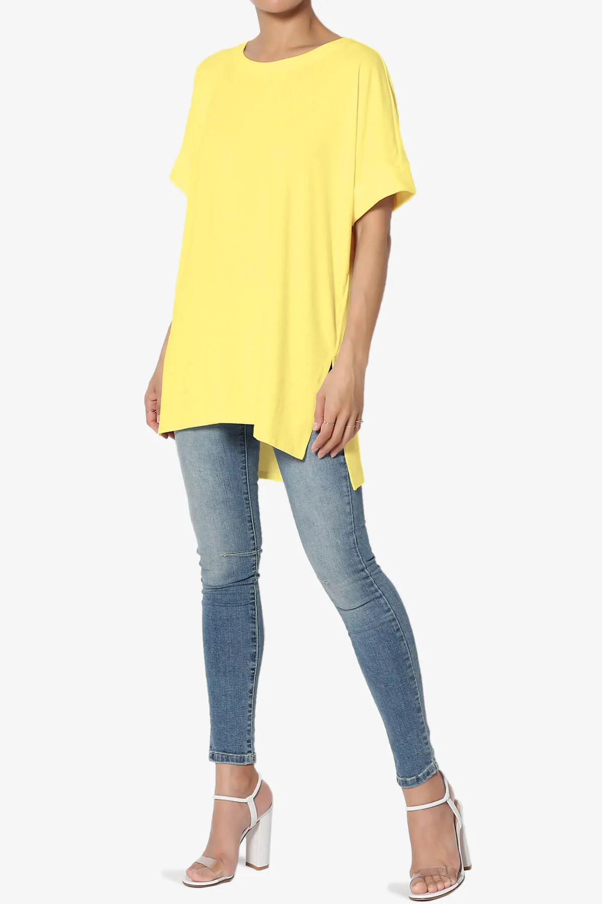 Onella Round Neck Rolled Short Sleeve Top PLUS