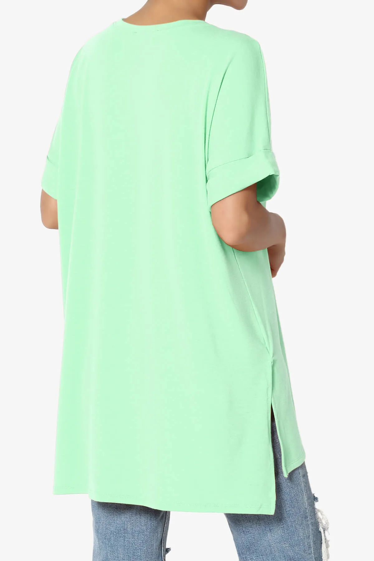 Onella Round Neck Rolled Short Sleeve Top PLUS