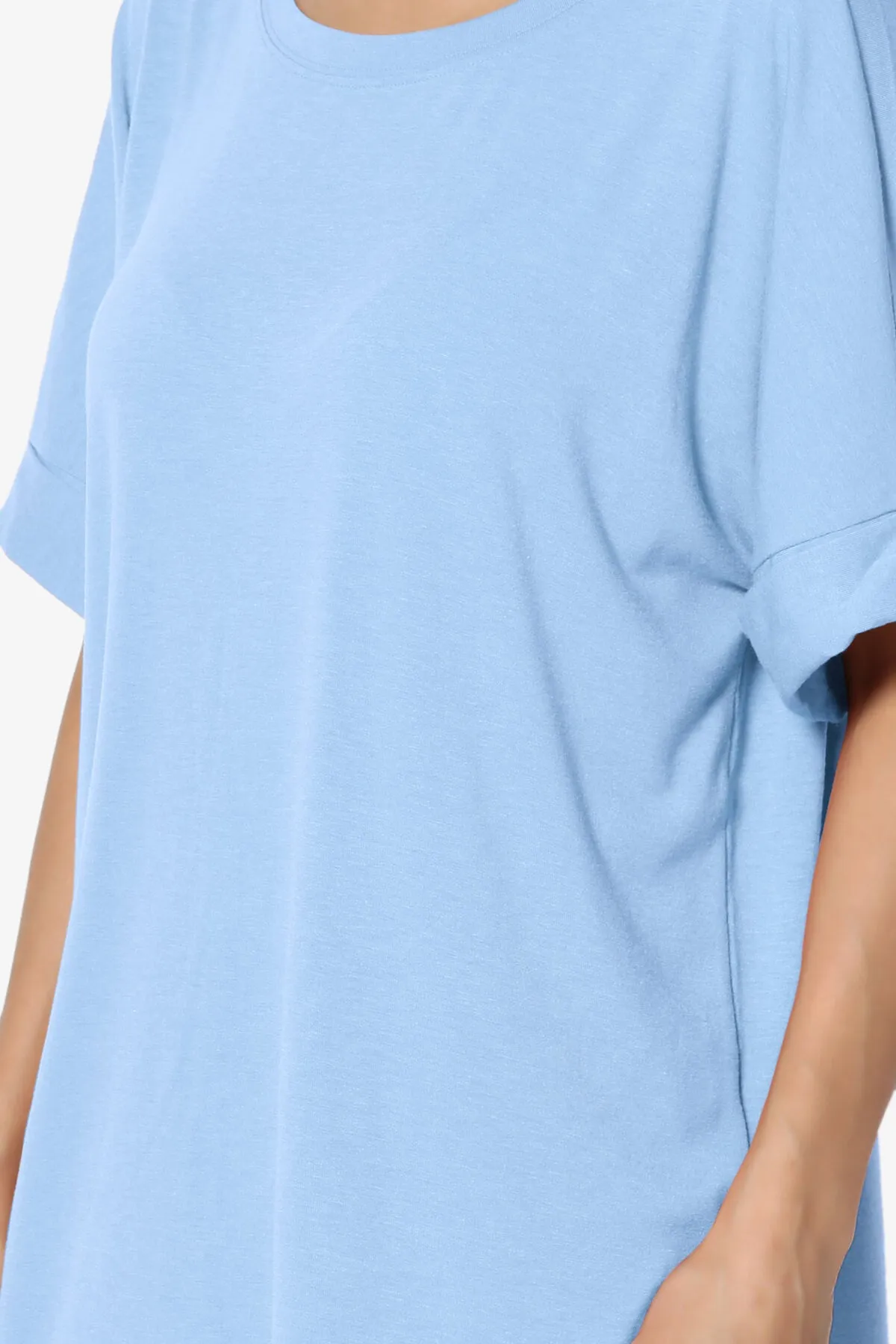 Onella Round Neck Rolled Short Sleeve Top PLUS
