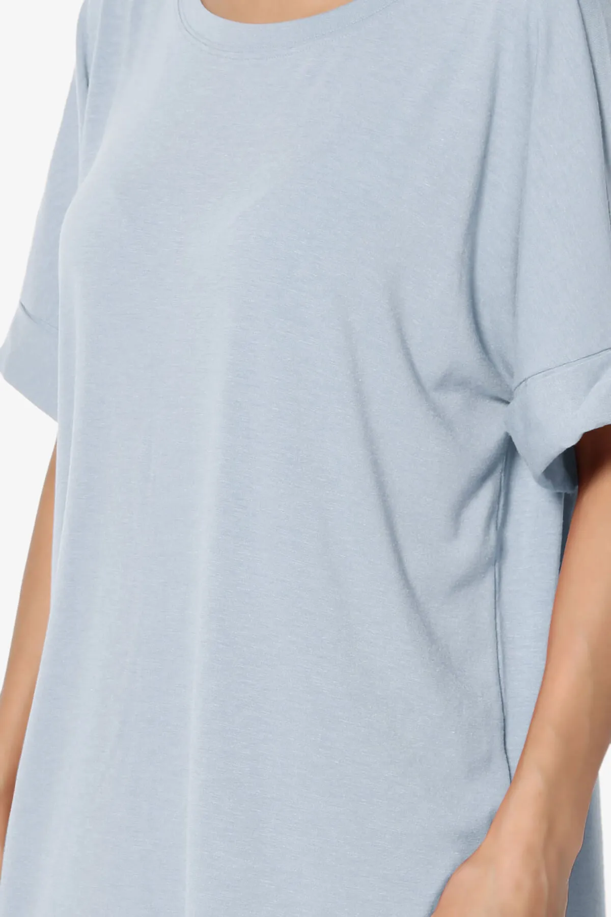 Onella Round Neck Rolled Short Sleeve Top PLUS