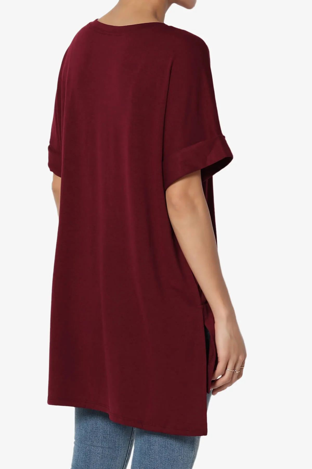 Onella Round Neck Rolled Short Sleeve Top PLUS