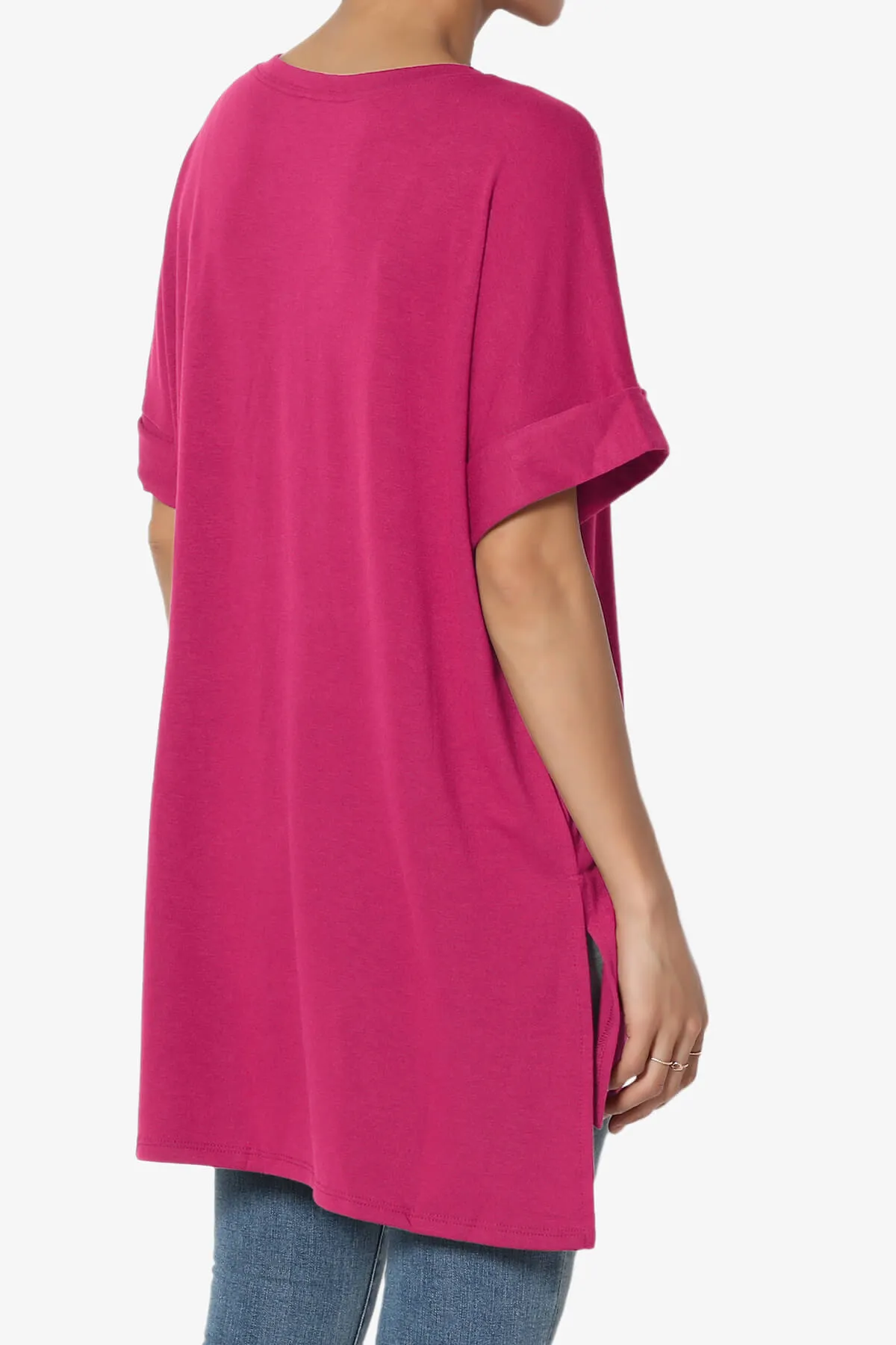 Onella Round Neck Rolled Short Sleeve Top PLUS