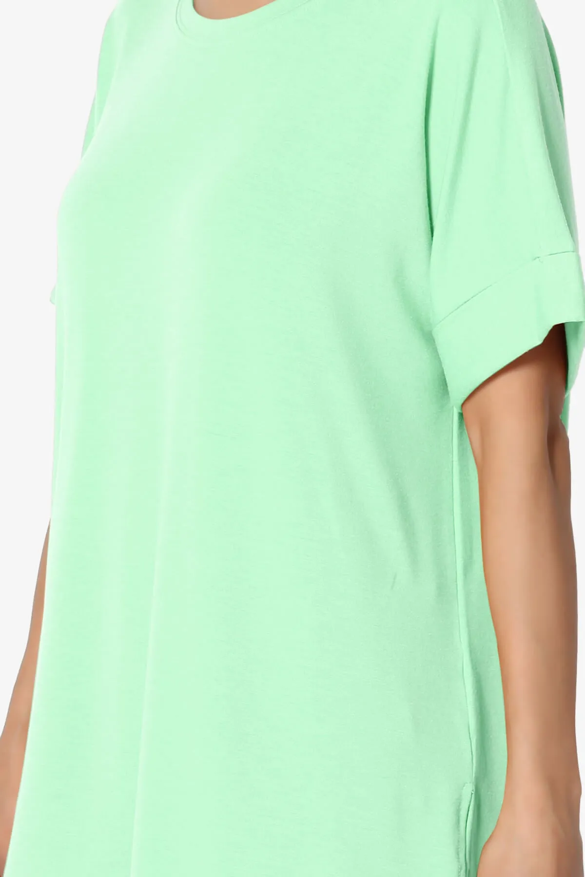 Onella Round Neck Rolled Short Sleeve Top PLUS