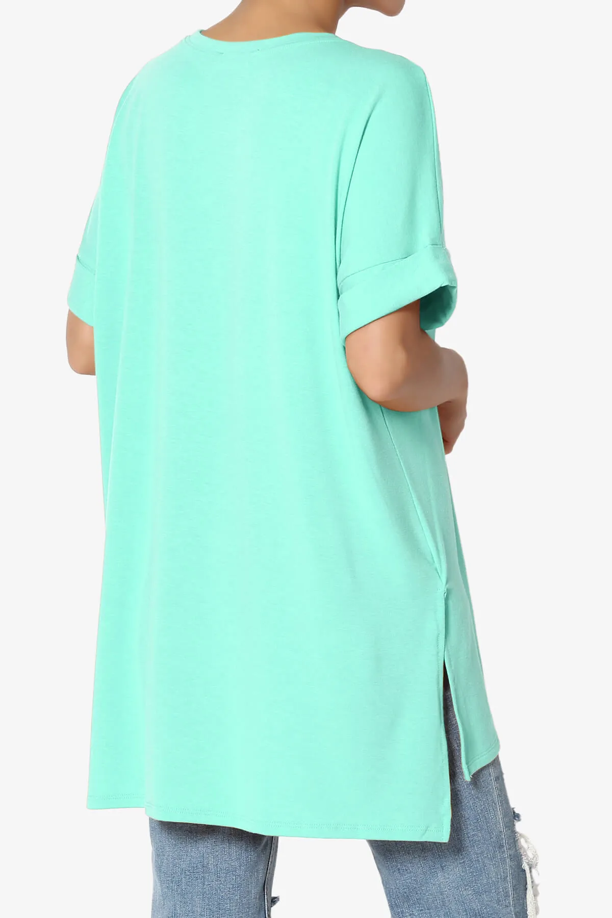 Onella Round Neck Rolled Short Sleeve Top PLUS