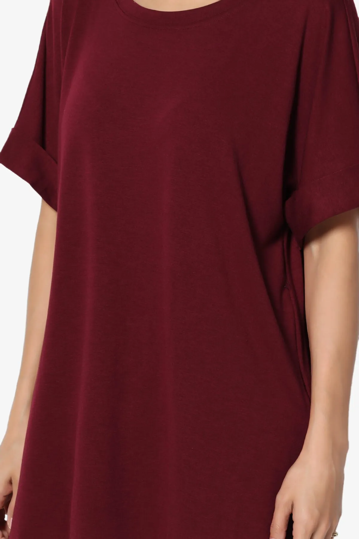 Onella Round Neck Rolled Short Sleeve Top PLUS