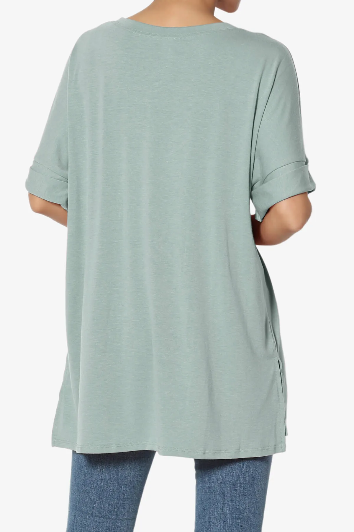 Onella Round Neck Rolled Short Sleeve Top PLUS