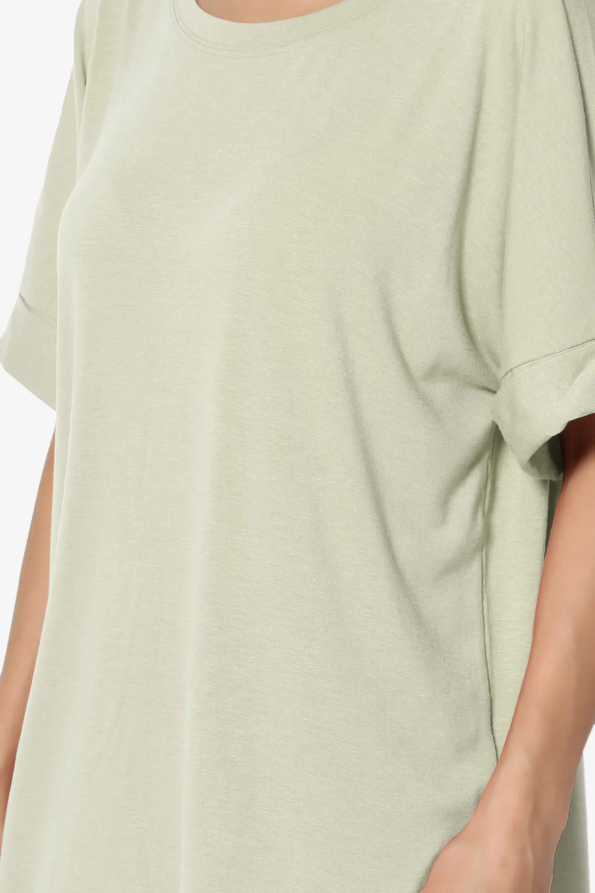 Onella Round Neck Rolled Short Sleeve Top PLUS