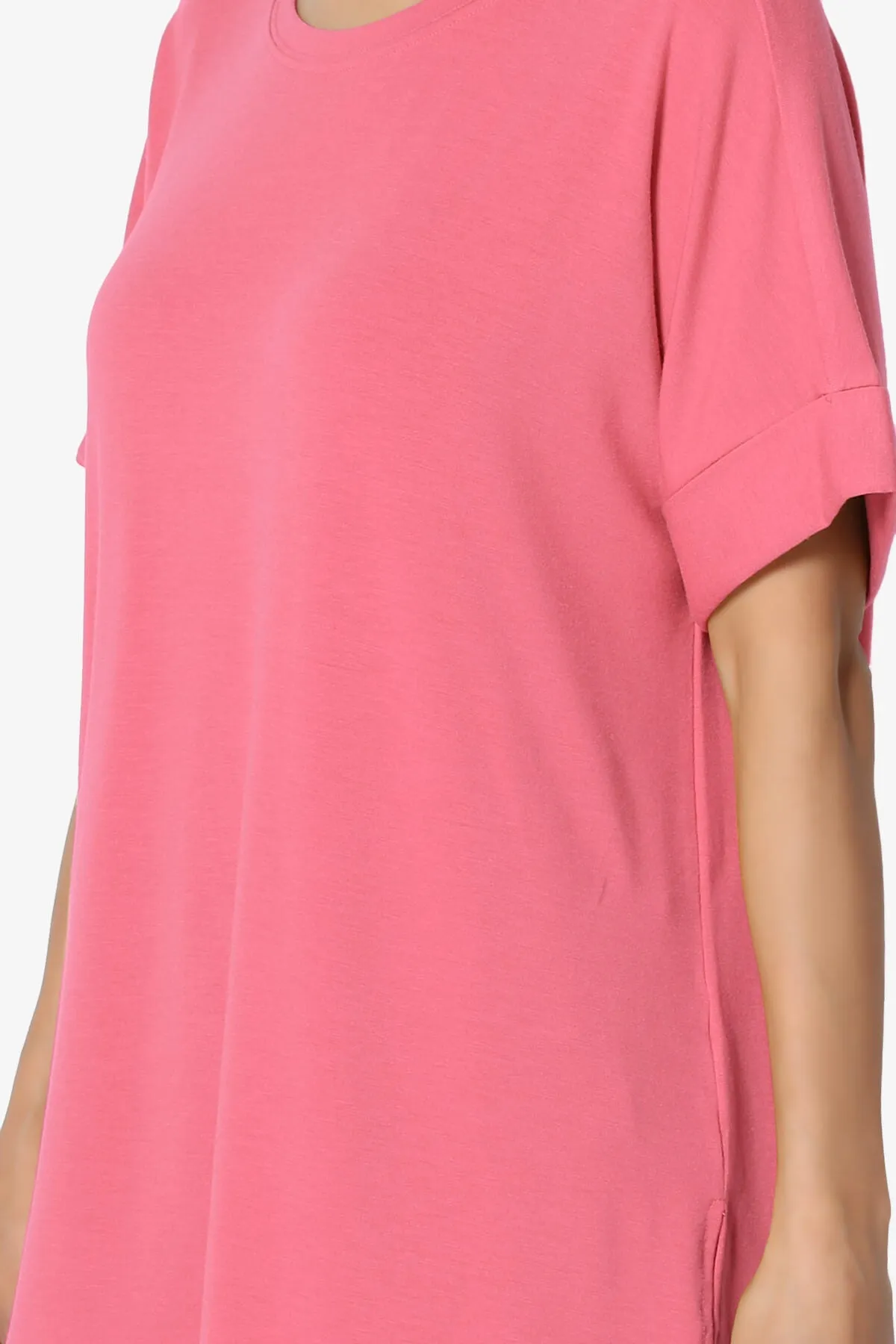 Onella Round Neck Rolled Short Sleeve Top PLUS