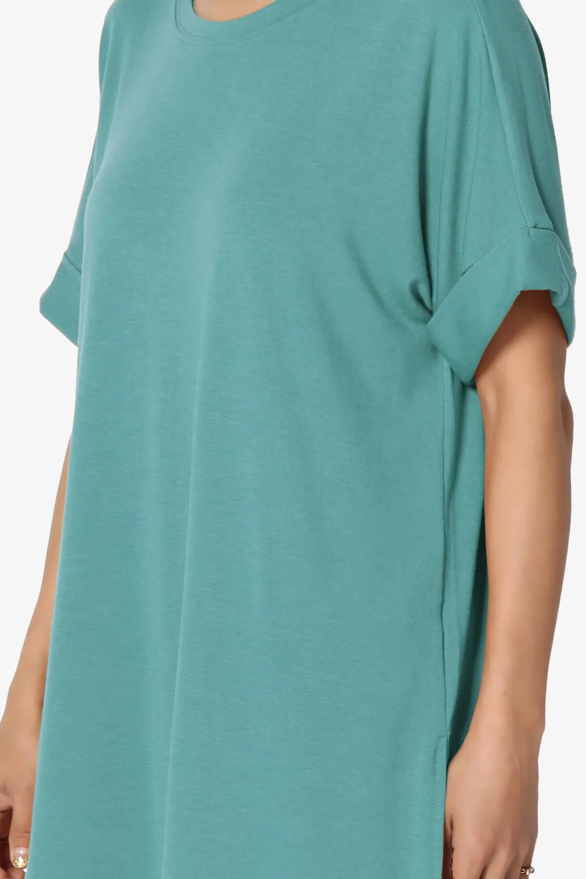 Onella Round Neck Rolled Short Sleeve Top PLUS