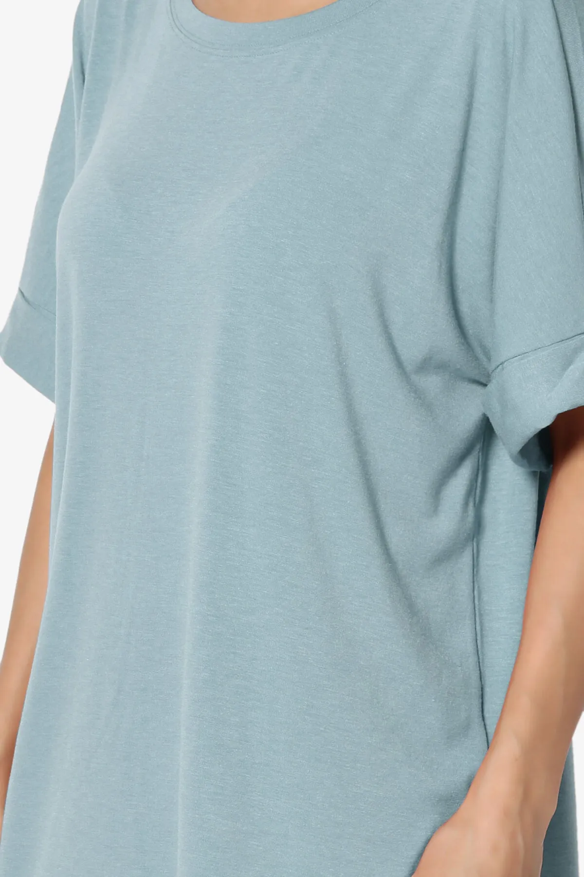 Onella Round Neck Rolled Short Sleeve Top PLUS