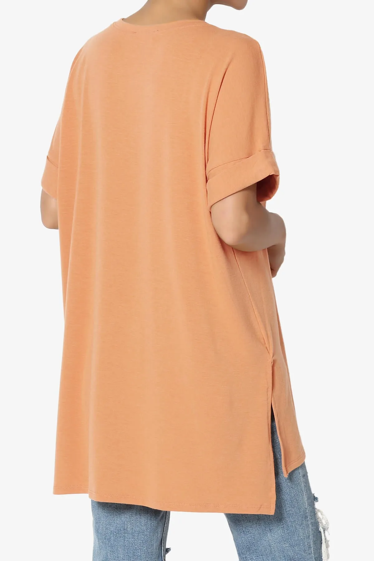 Onella Round Neck Rolled Short Sleeve Top