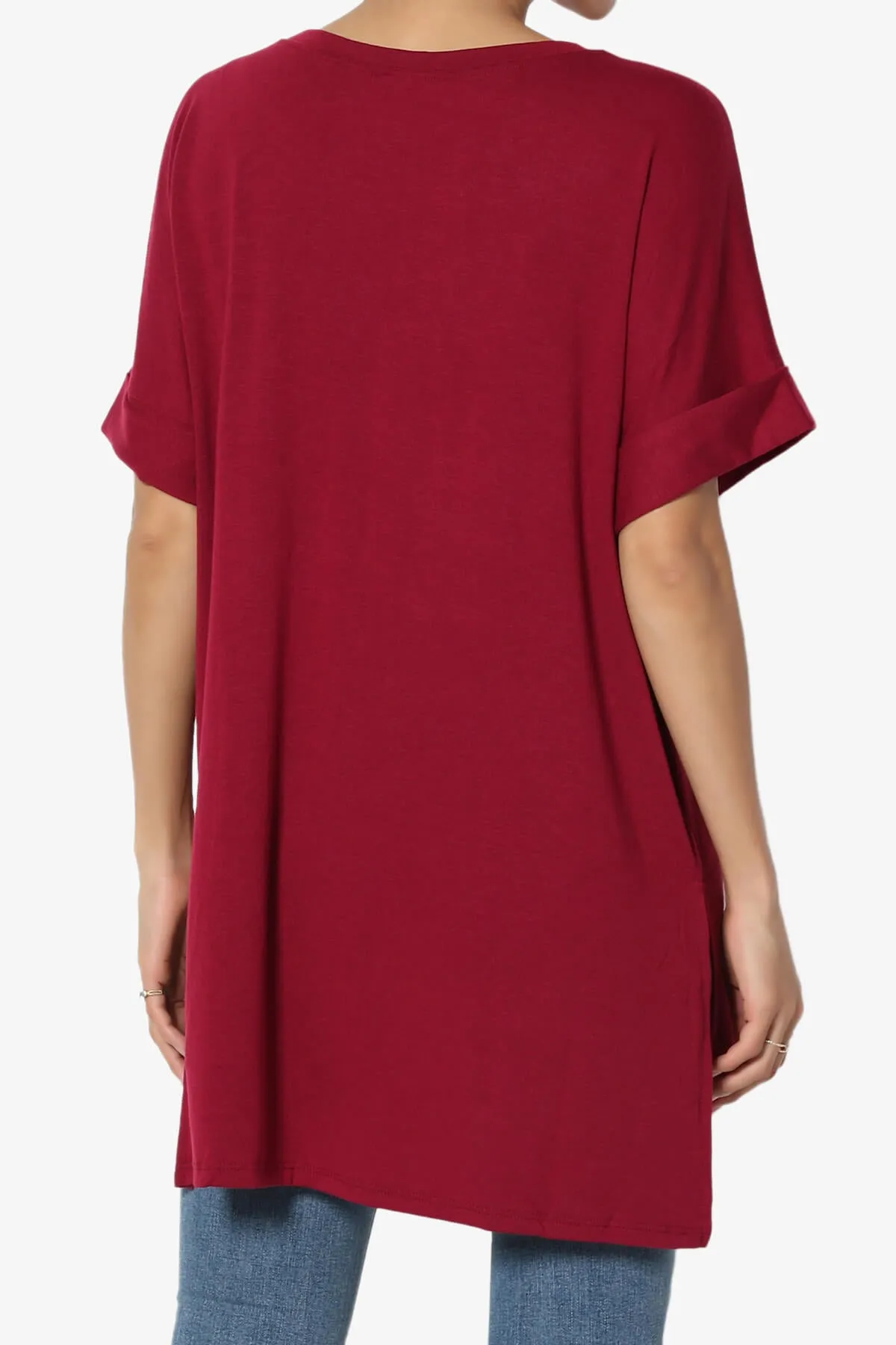 Onella Round Neck Rolled Short Sleeve Top