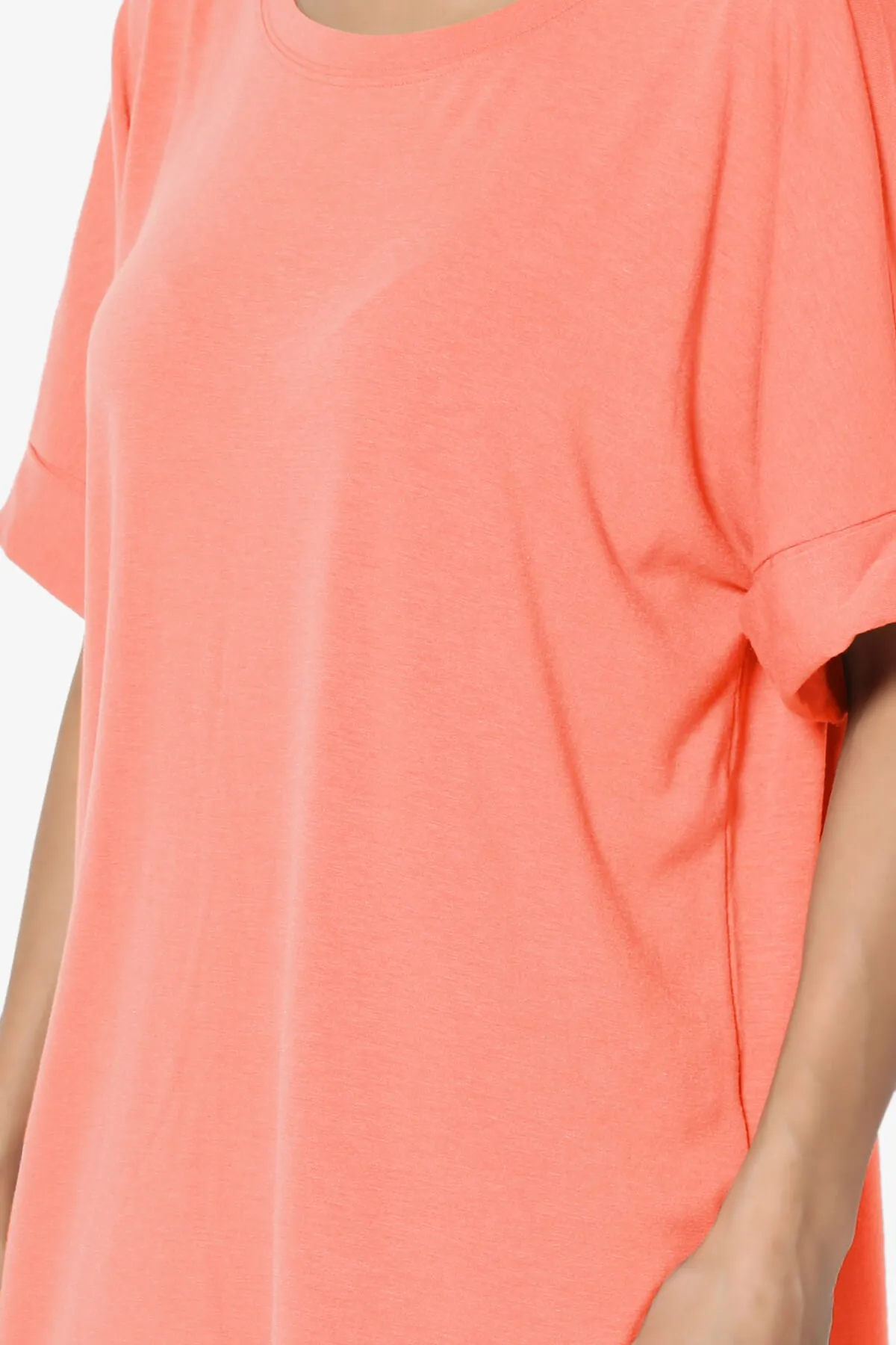 Onella Round Neck Rolled Short Sleeve Top