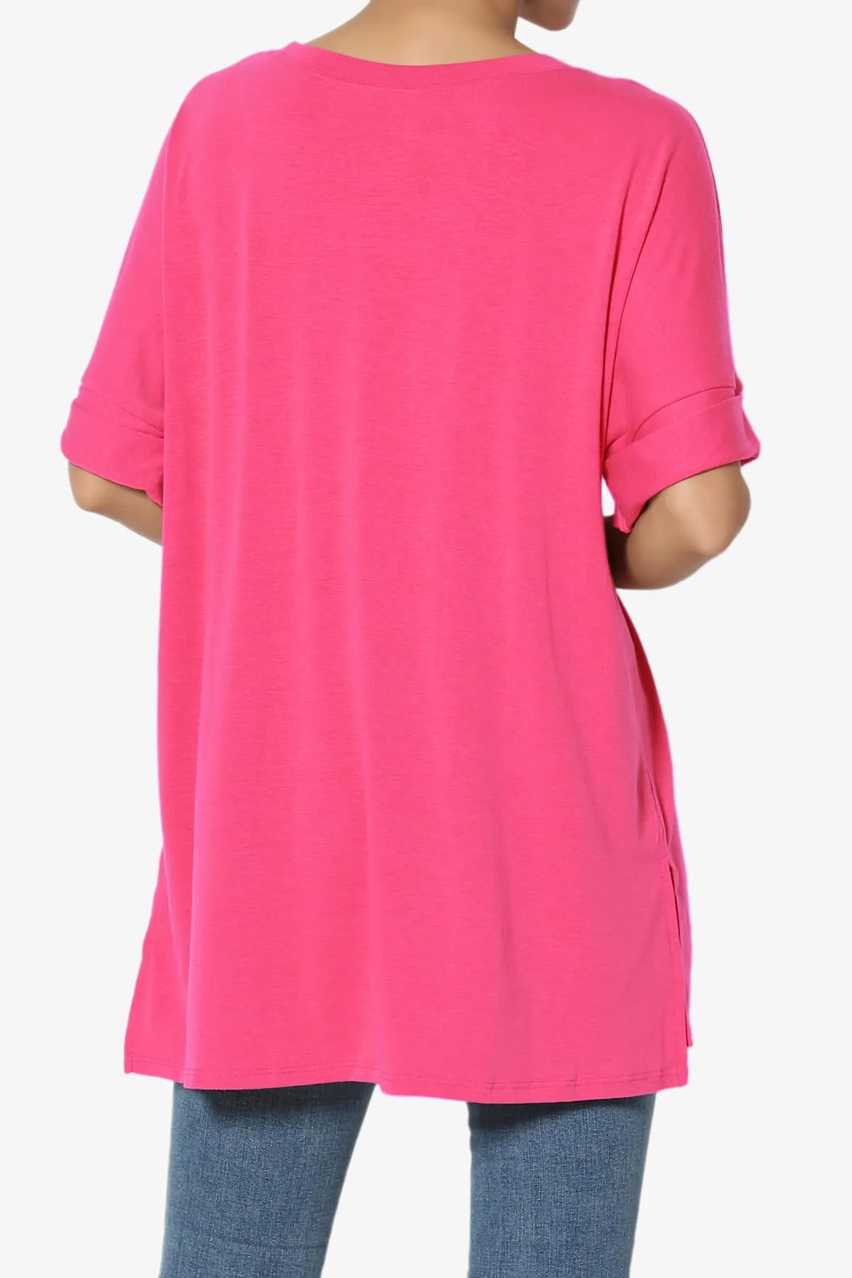 Onella Round Neck Rolled Short Sleeve Top