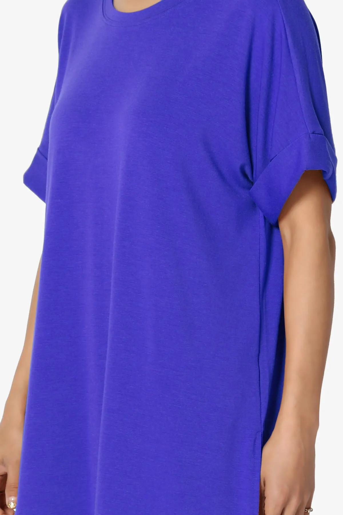 Onella Round Neck Rolled Short Sleeve Top
