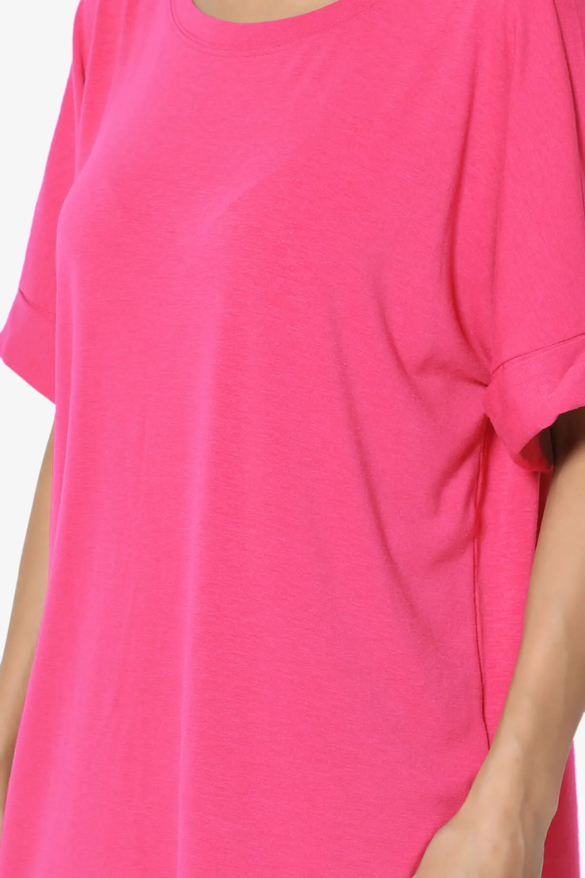 Onella Round Neck Rolled Short Sleeve Top