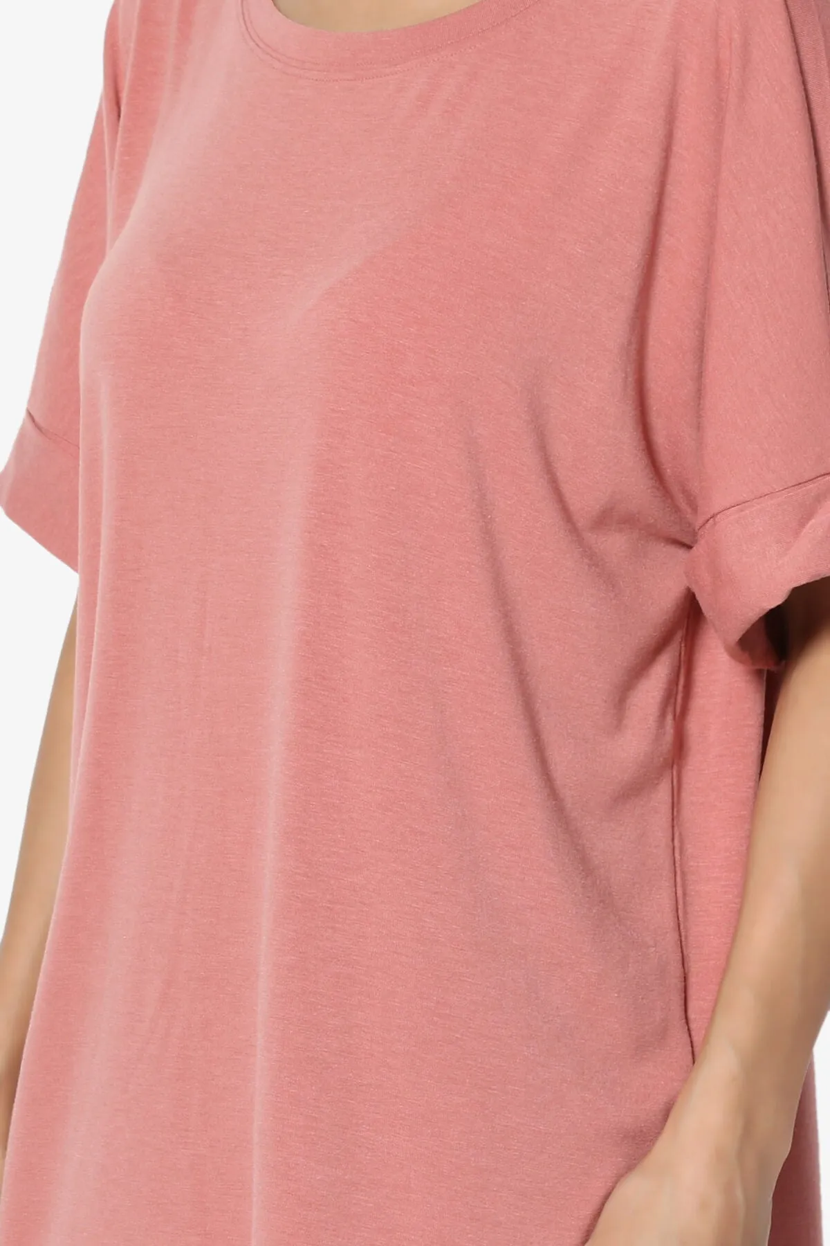 Onella Round Neck Rolled Short Sleeve Top