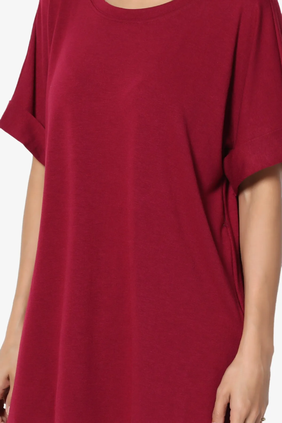Onella Round Neck Rolled Short Sleeve Top