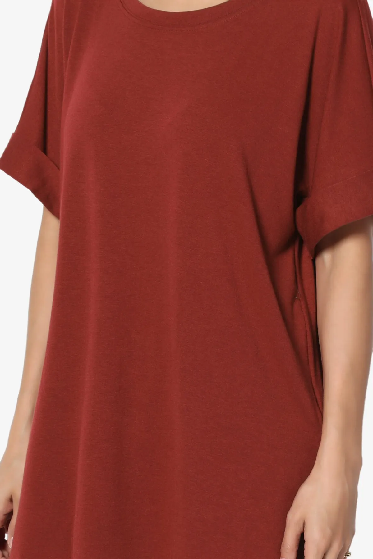 Onella Round Neck Rolled Short Sleeve Top