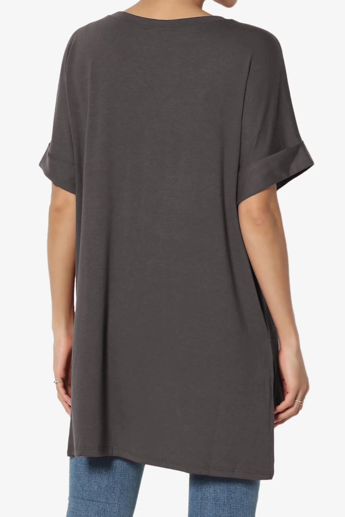 Onella Round Neck Rolled Short Sleeve Top