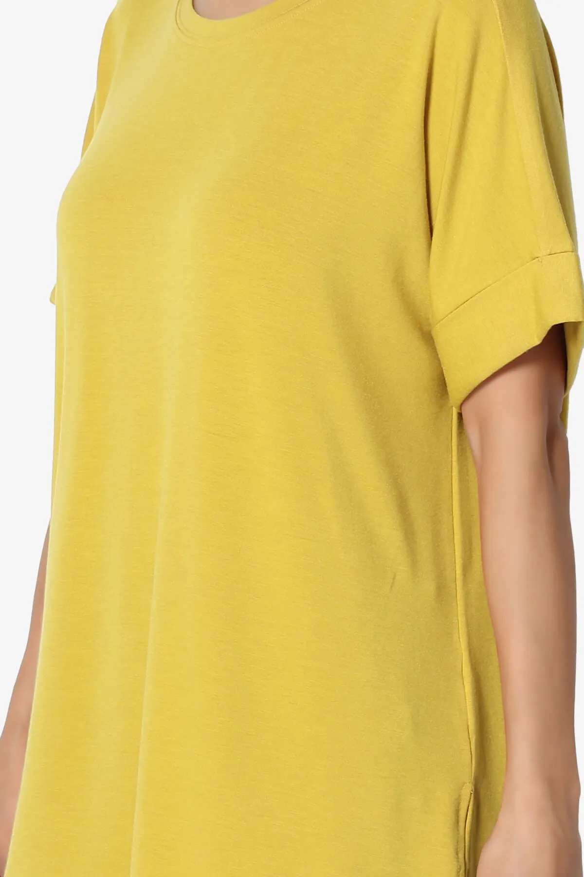 Onella Round Neck Rolled Short Sleeve Top