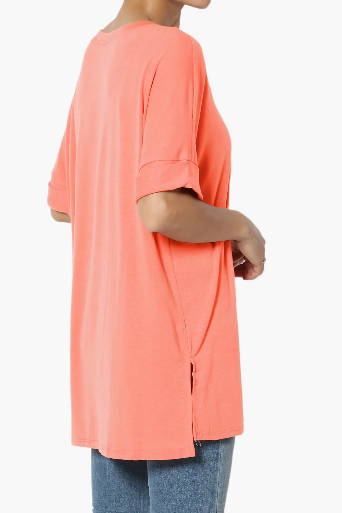 Onella Round Neck Rolled Short Sleeve Top
