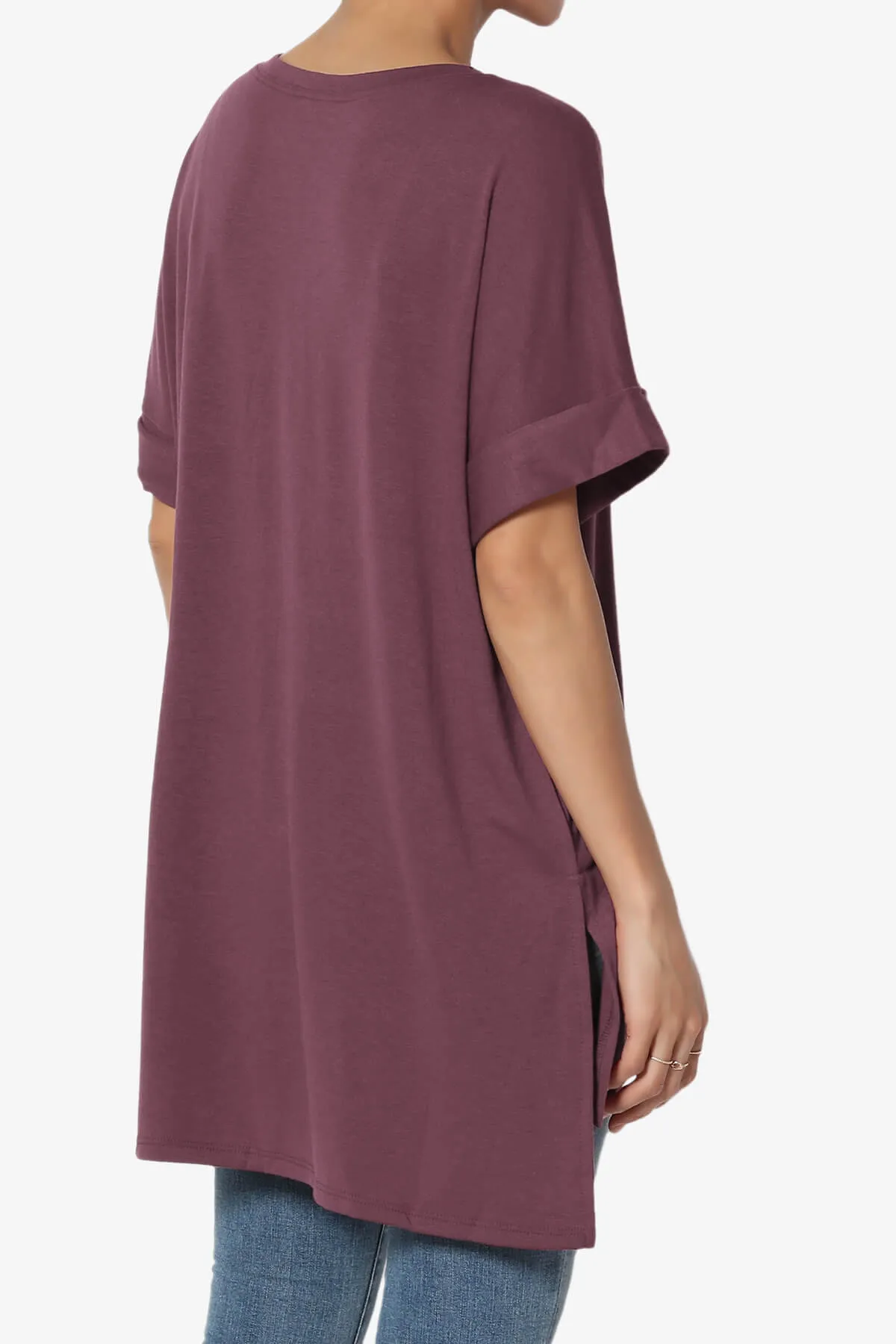 Onella Round Neck Rolled Short Sleeve Top