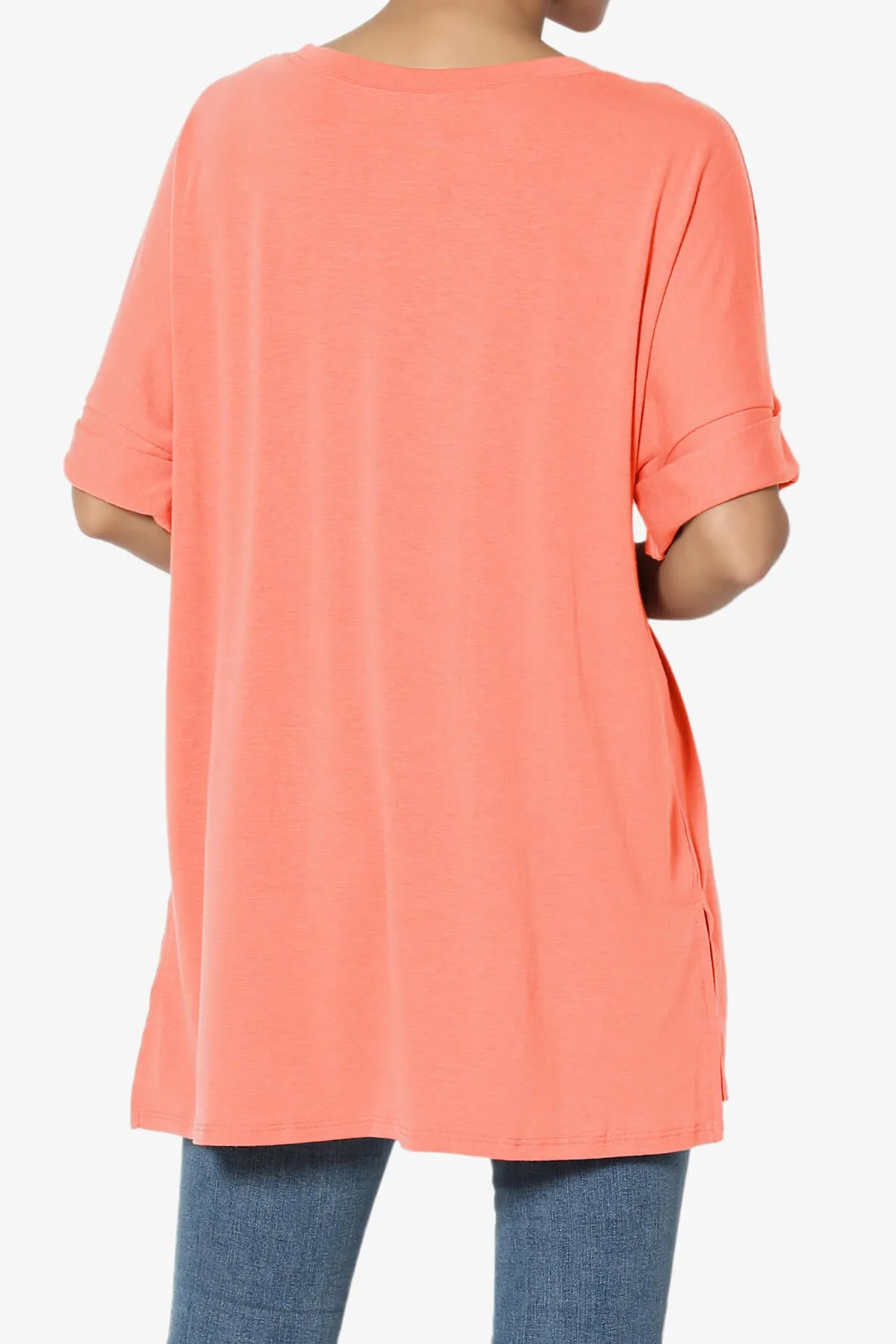 Onella Round Neck Rolled Short Sleeve Top