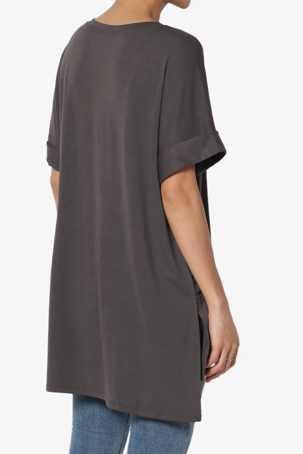 Onella Round Neck Rolled Short Sleeve Top