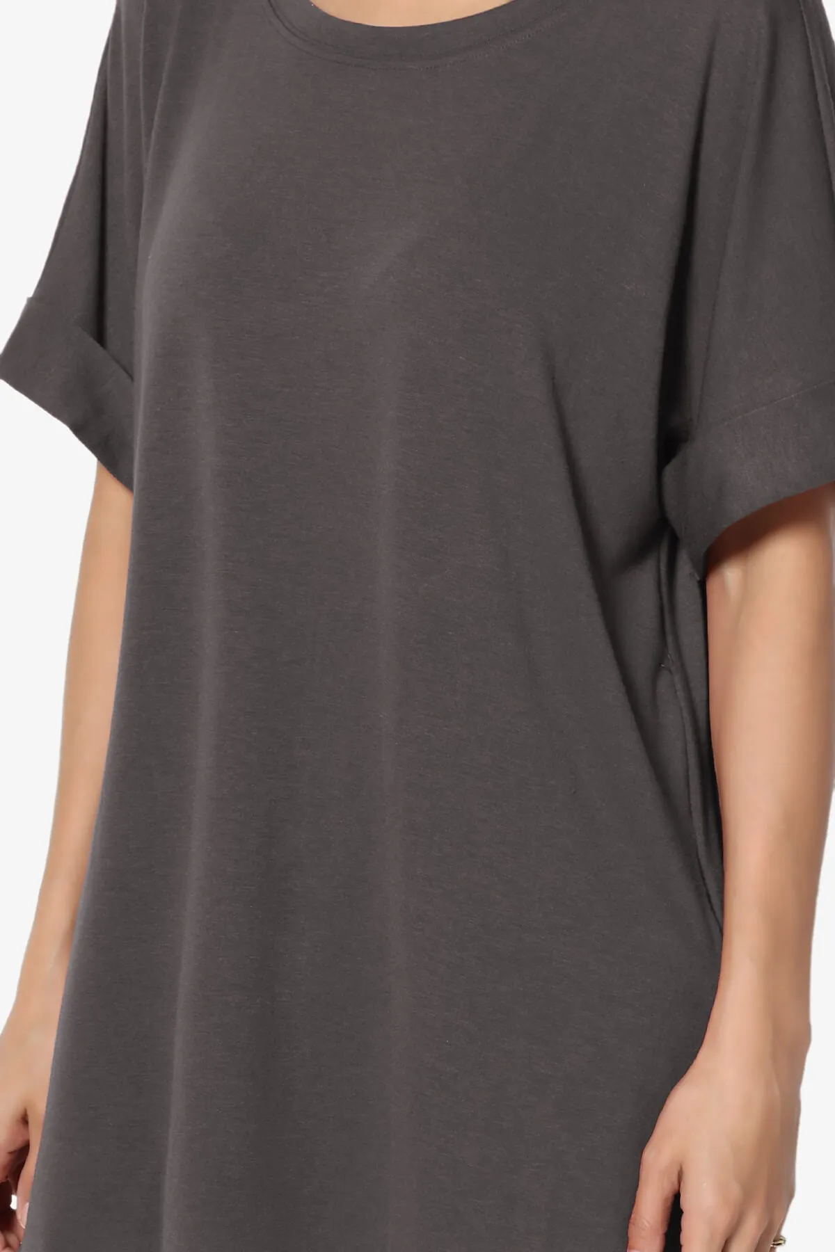 Onella Round Neck Rolled Short Sleeve Top