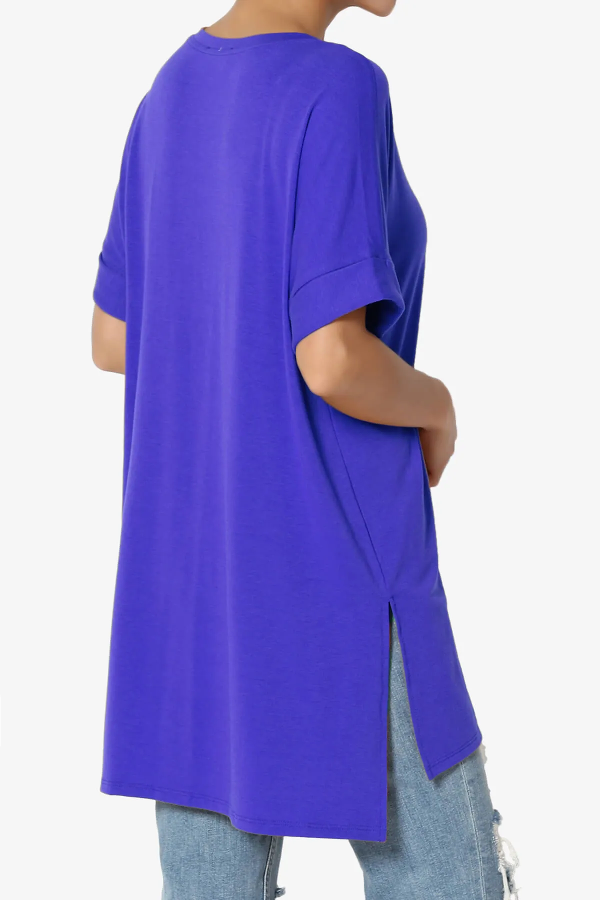 Onella Round Neck Rolled Short Sleeve Top