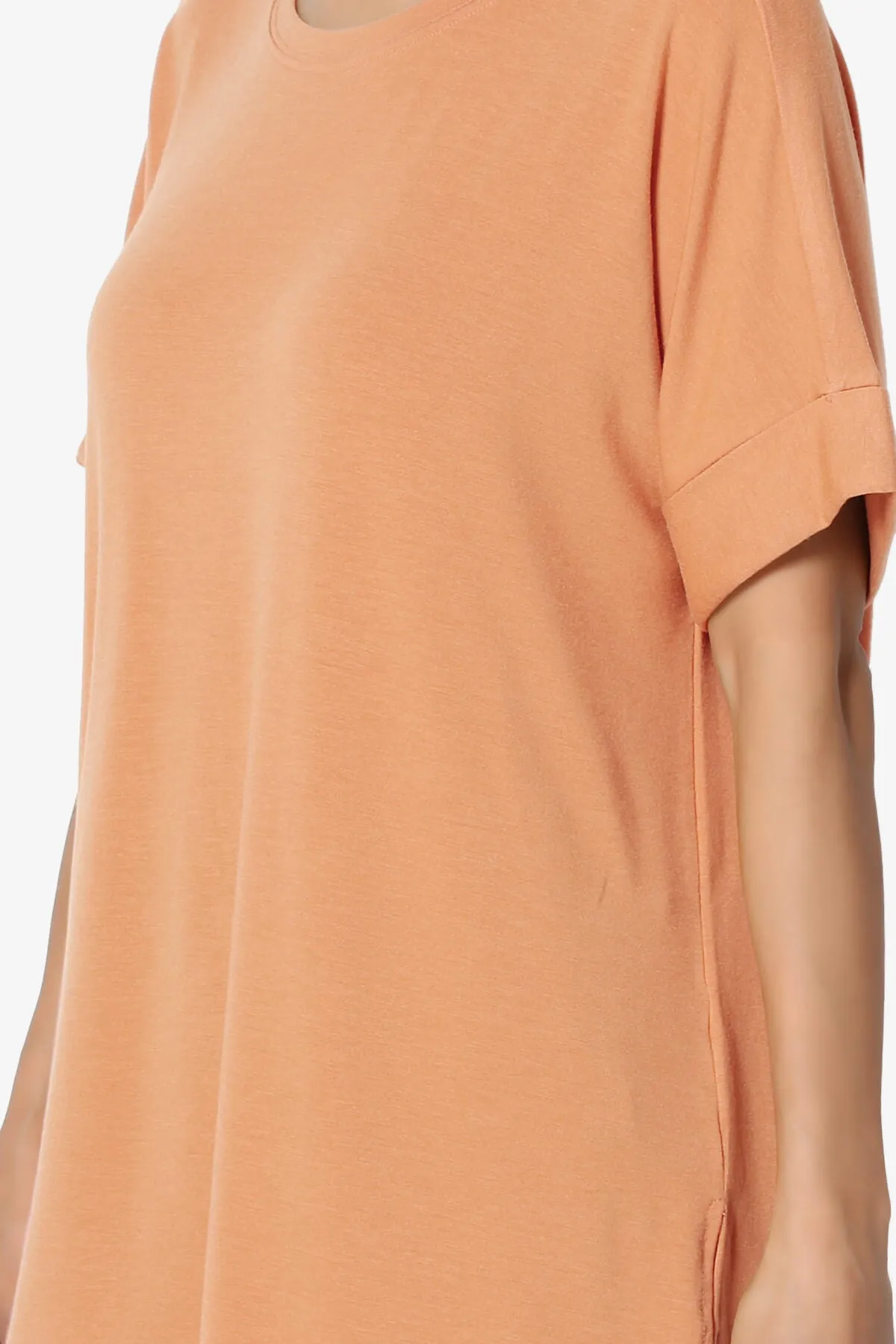 Onella Round Neck Rolled Short Sleeve Top