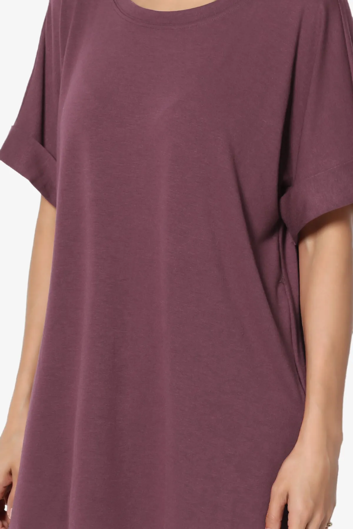 Onella Round Neck Rolled Short Sleeve Top