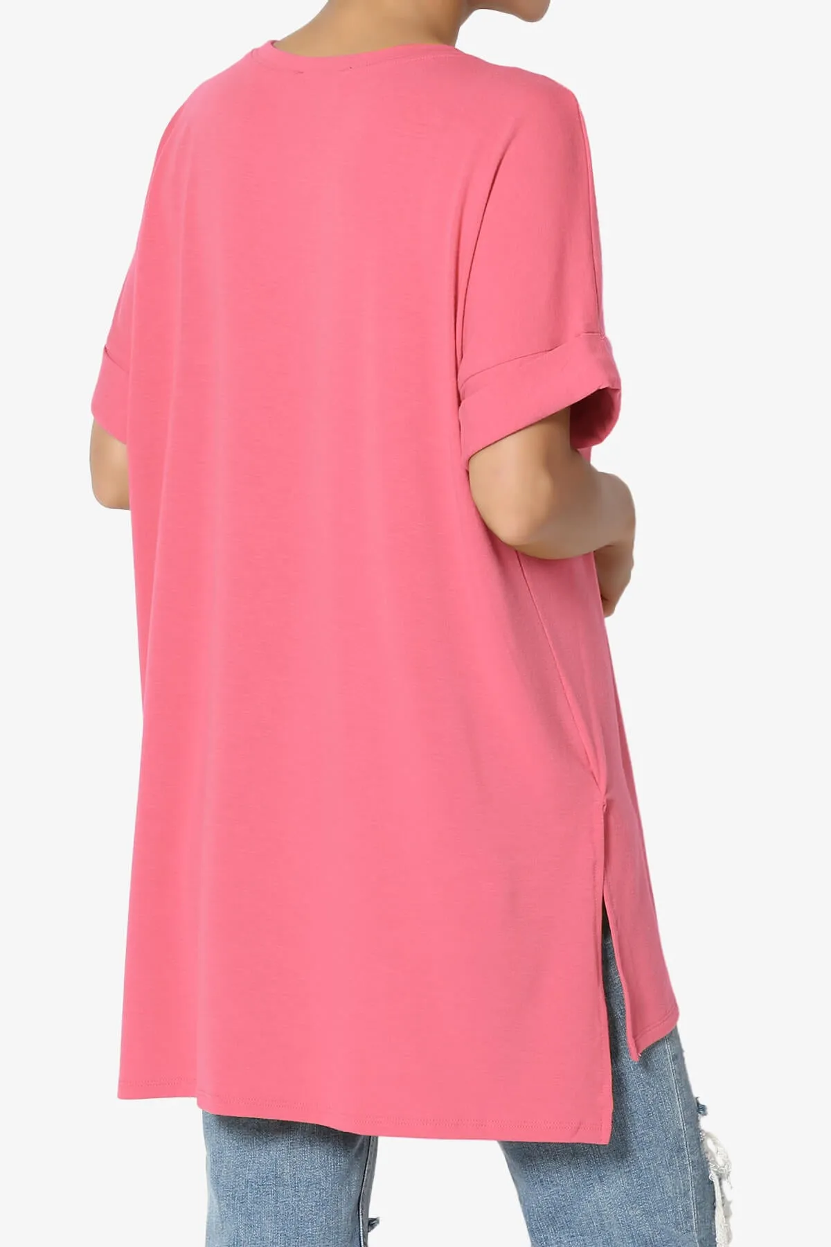 Onella Round Neck Rolled Short Sleeve Top