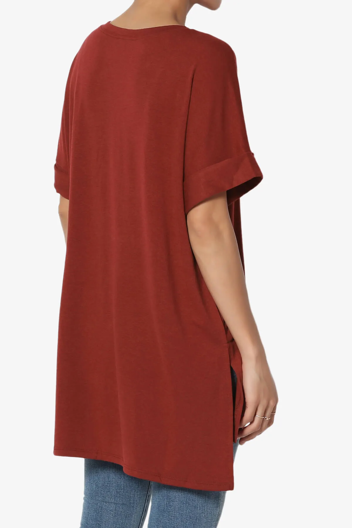 Onella Round Neck Rolled Short Sleeve Top