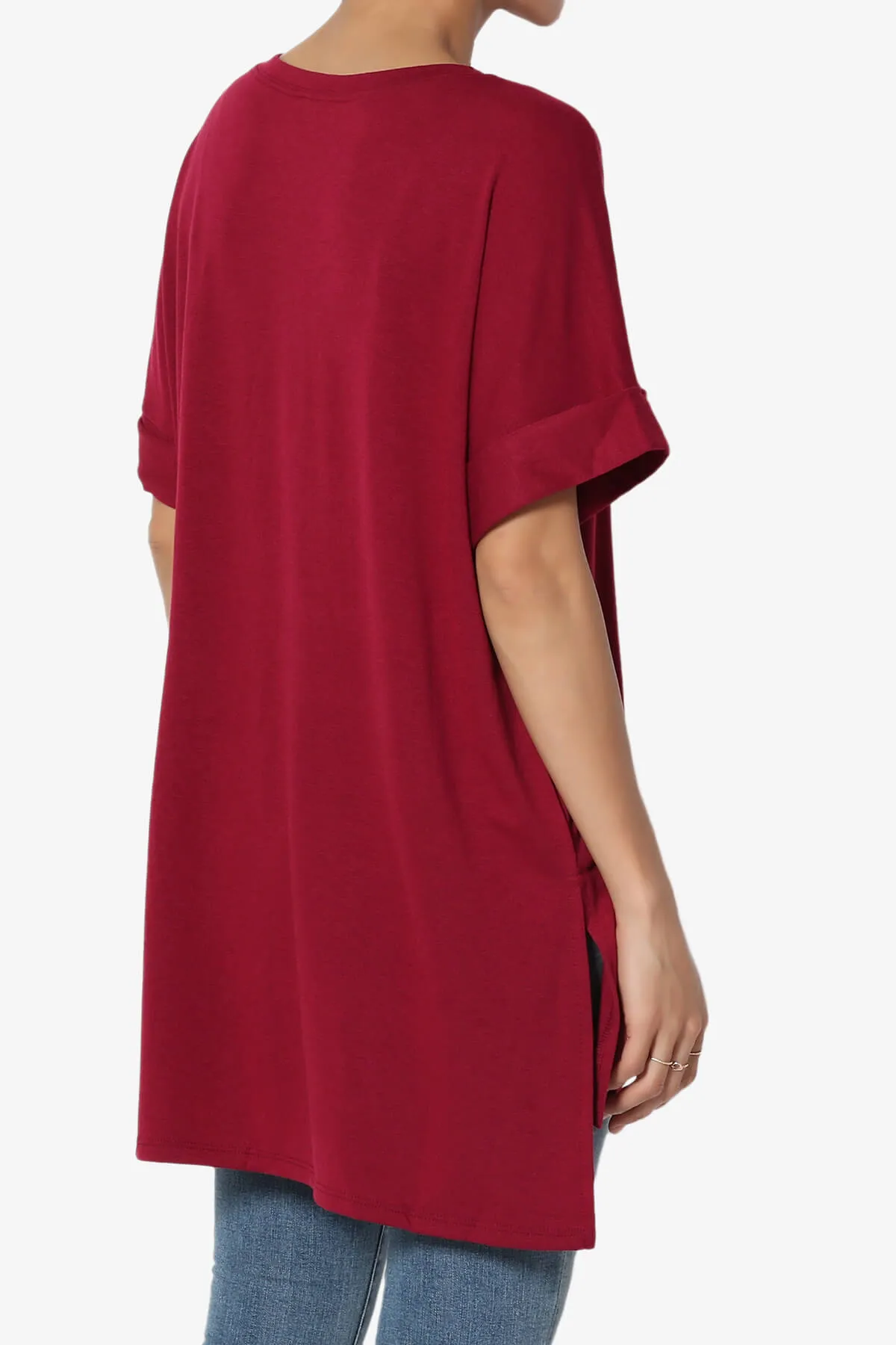 Onella Round Neck Rolled Short Sleeve Top