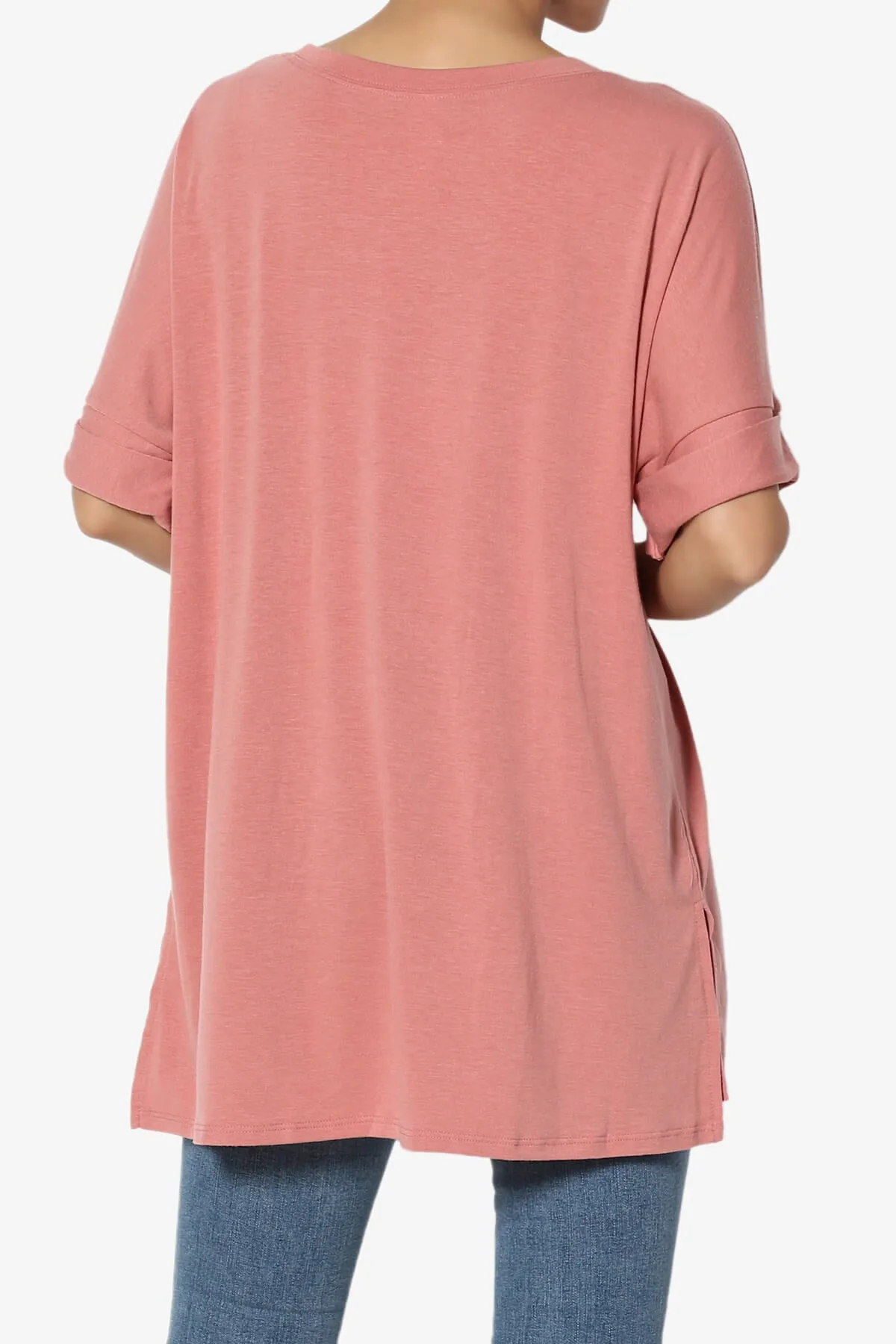 Onella Round Neck Rolled Short Sleeve Top